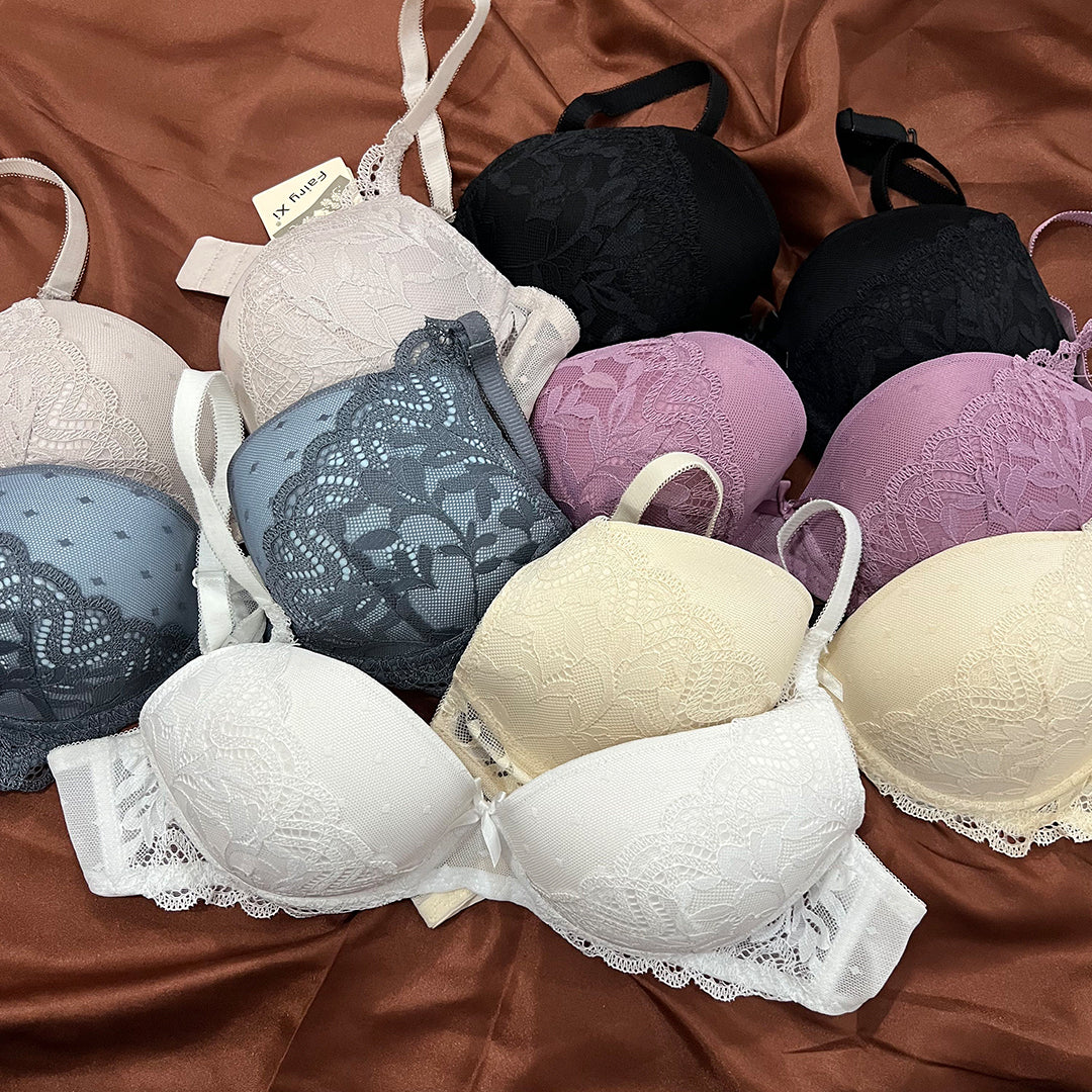 Border Lace Wired Pushup Bra | C size for Women BR009