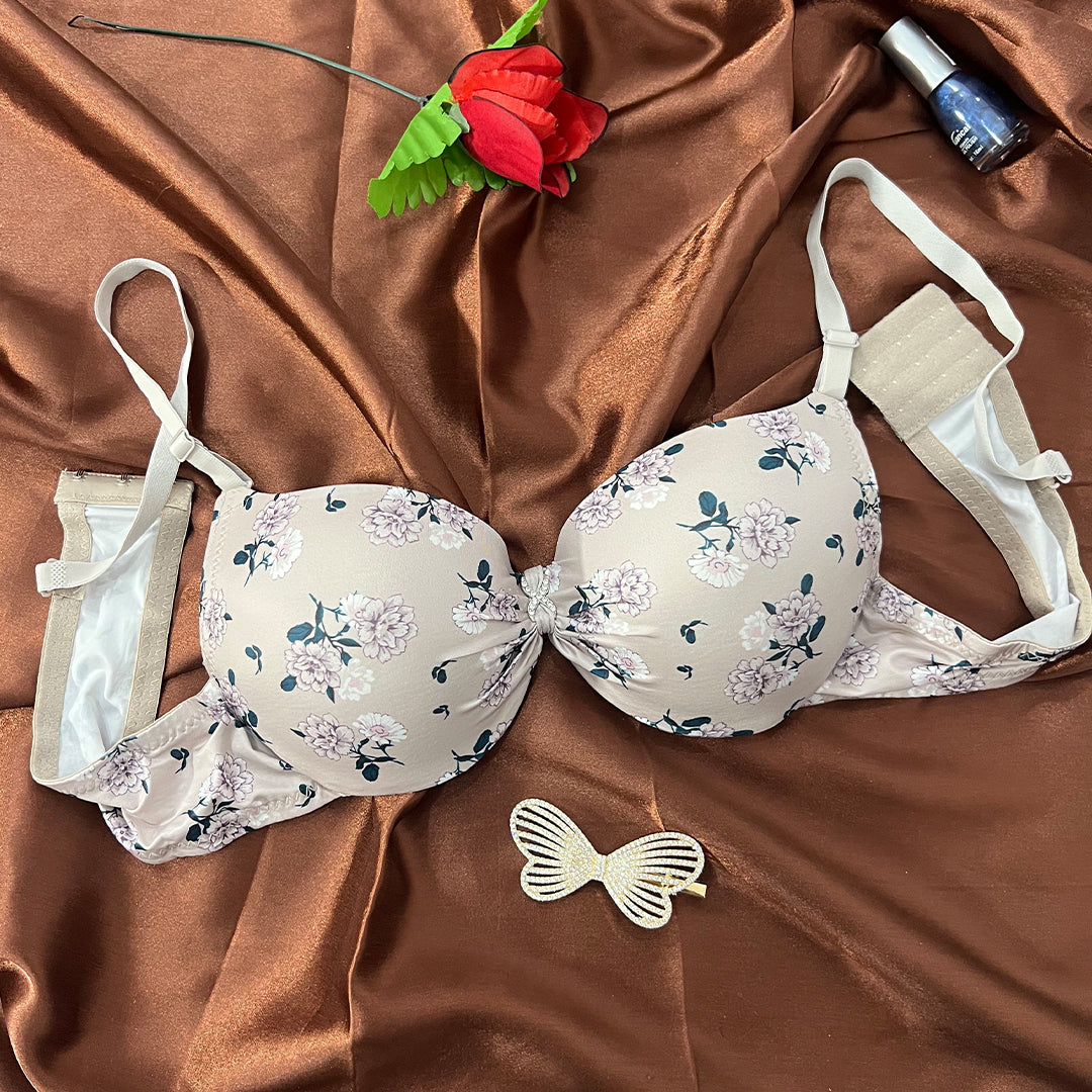 Support with Style – Printed Underwire T-Shirt Bra (Padded)