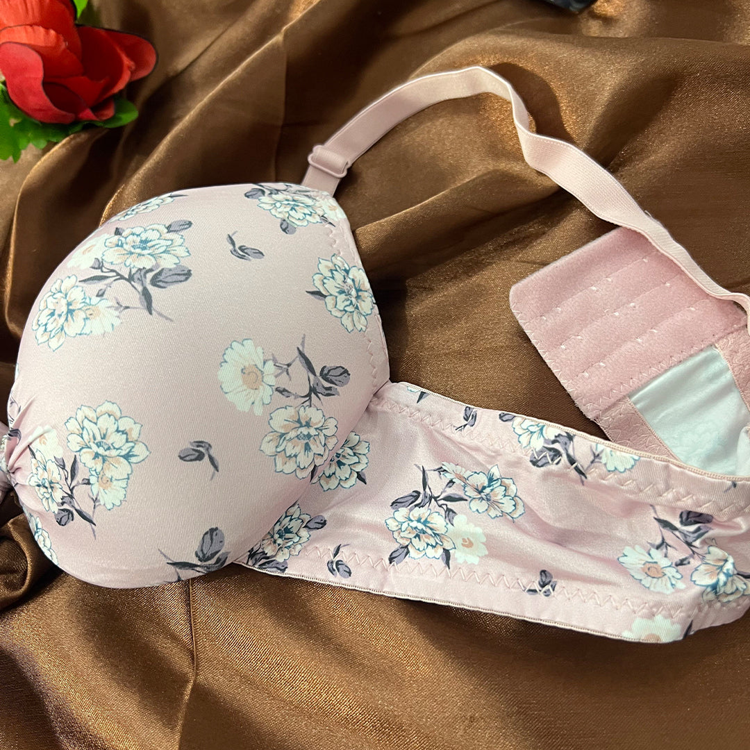 Support with Style – Printed Underwire T-Shirt Bra (Padded)