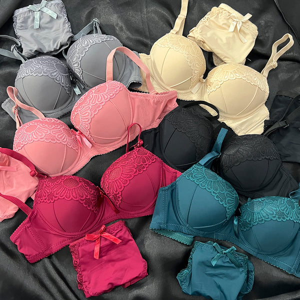 Luxury Lace Wired & Padded Bra and Panty Set – Elegant Women’s Lingerie