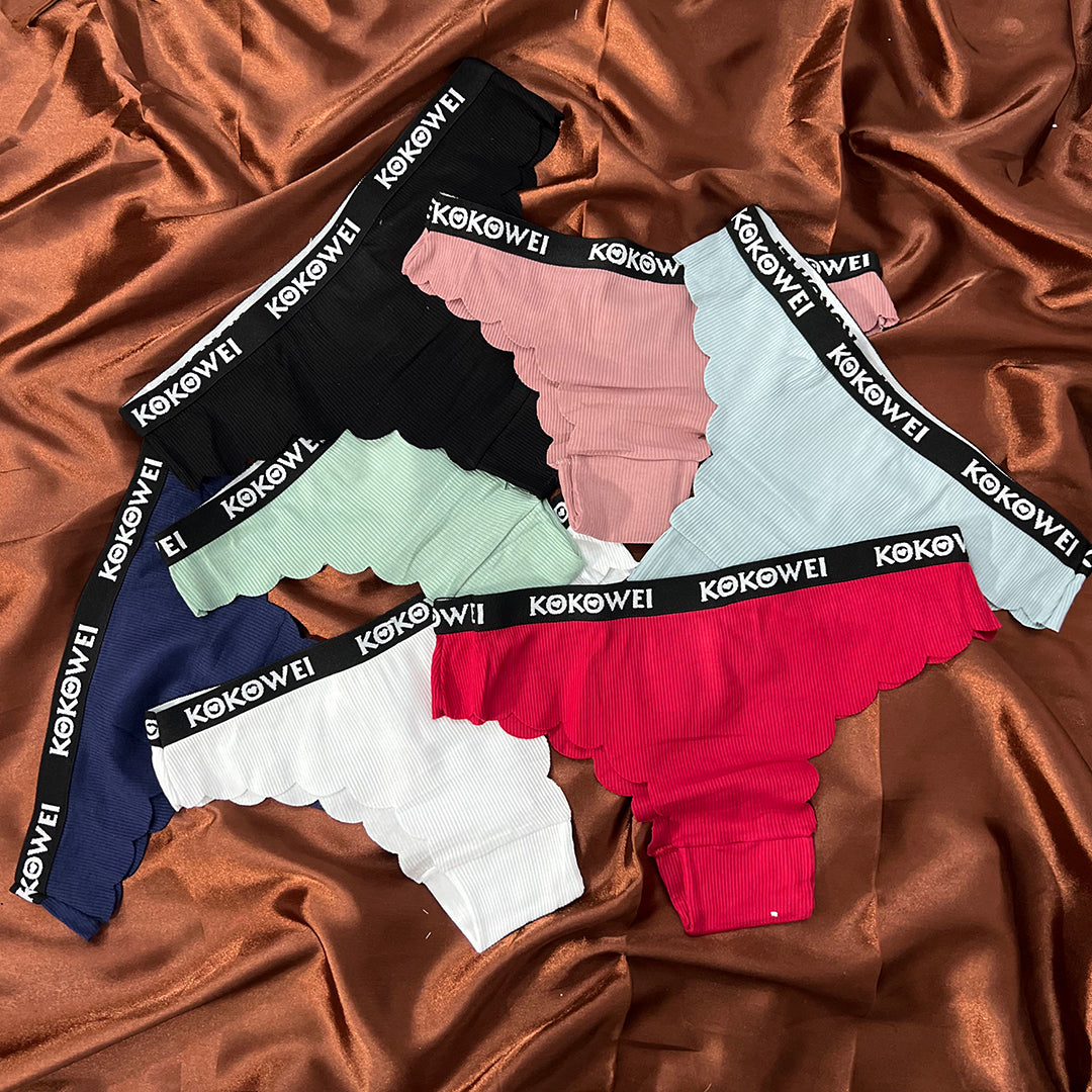 Scallop Edge Ribbed Mid-Rise Panty