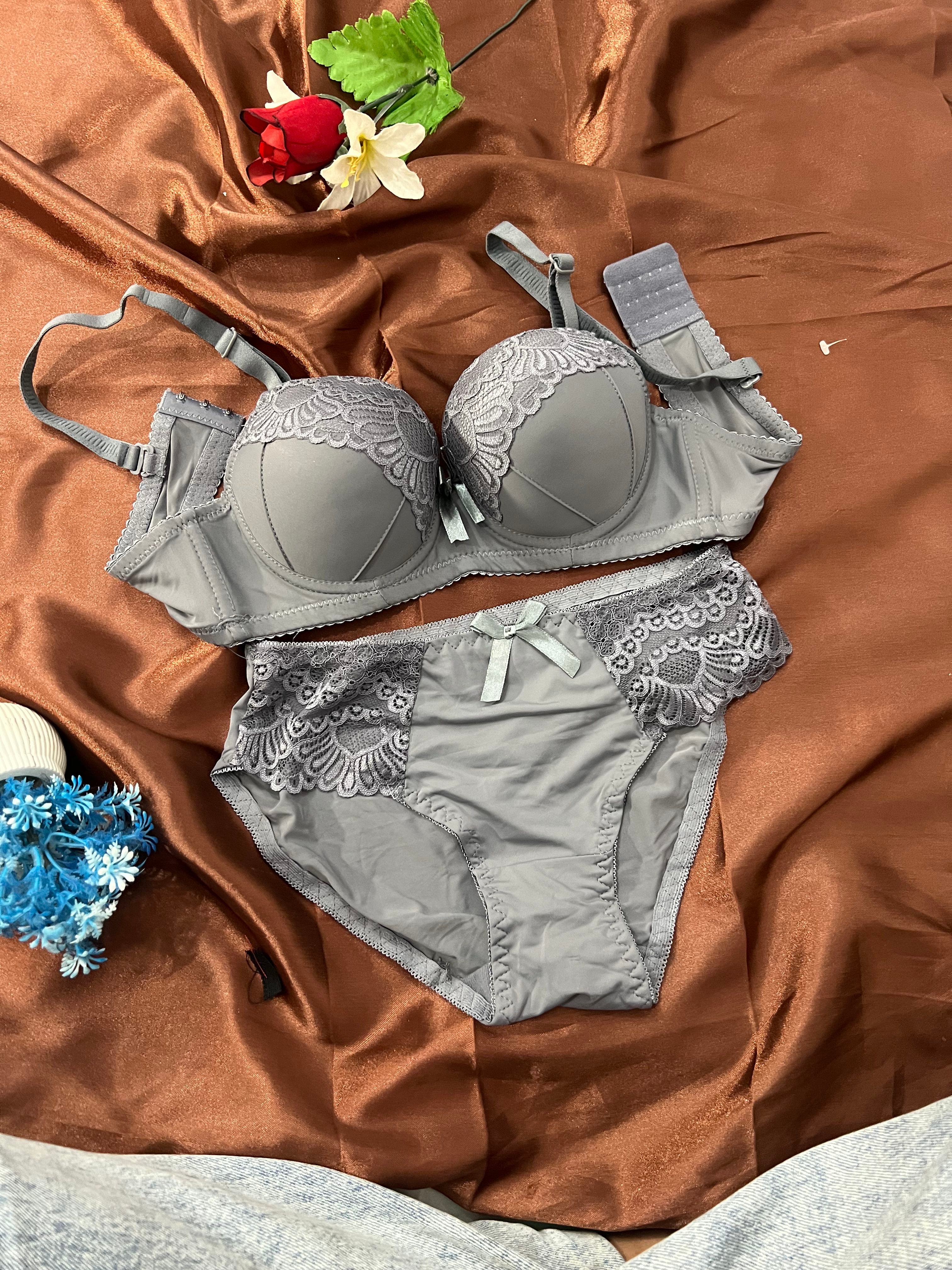 Luxury Lace Wired & Padded Bra and Panty Set – Elegant Women’s Lingerie