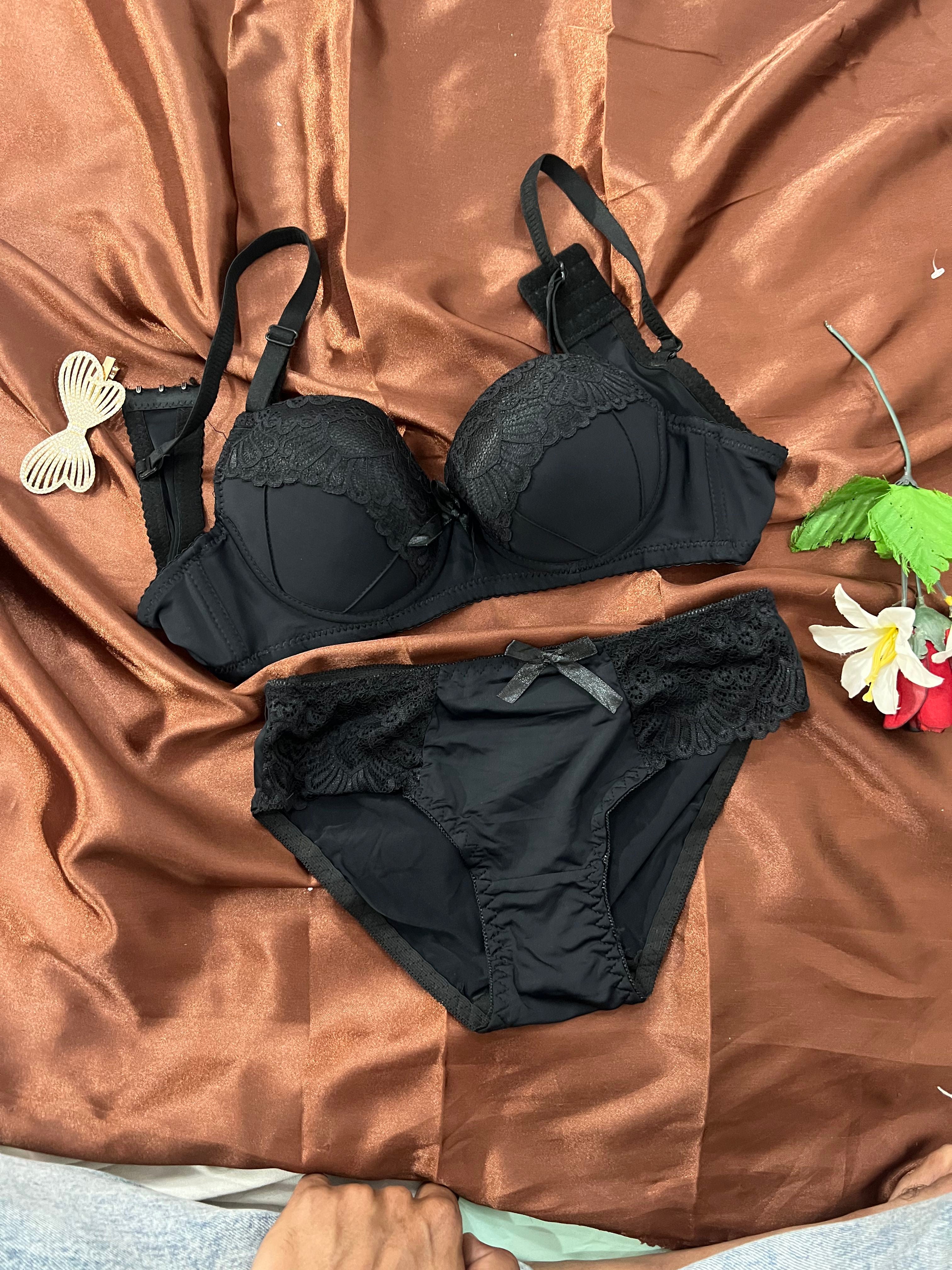 Luxury Lace Wired & Padded Bra and Panty Set – Elegant Women’s Lingerie