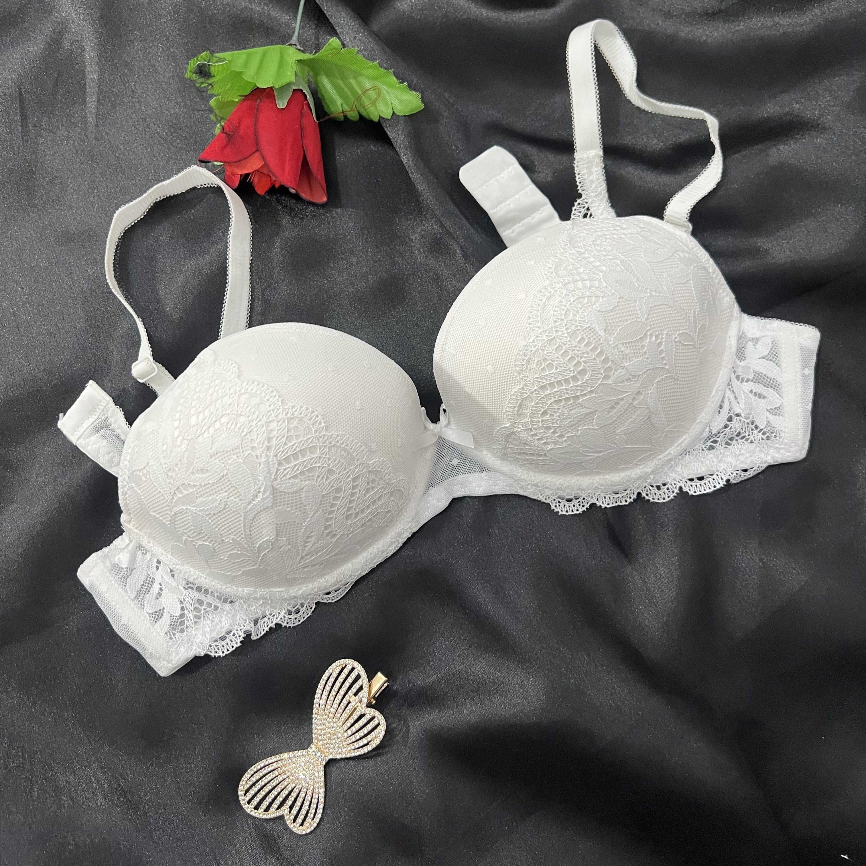 Border Lace Wired Pushup Bra | C size for Women BR009