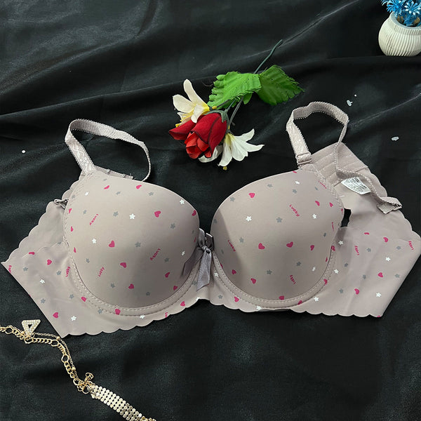 Elegant printed padded bra with a comfy band