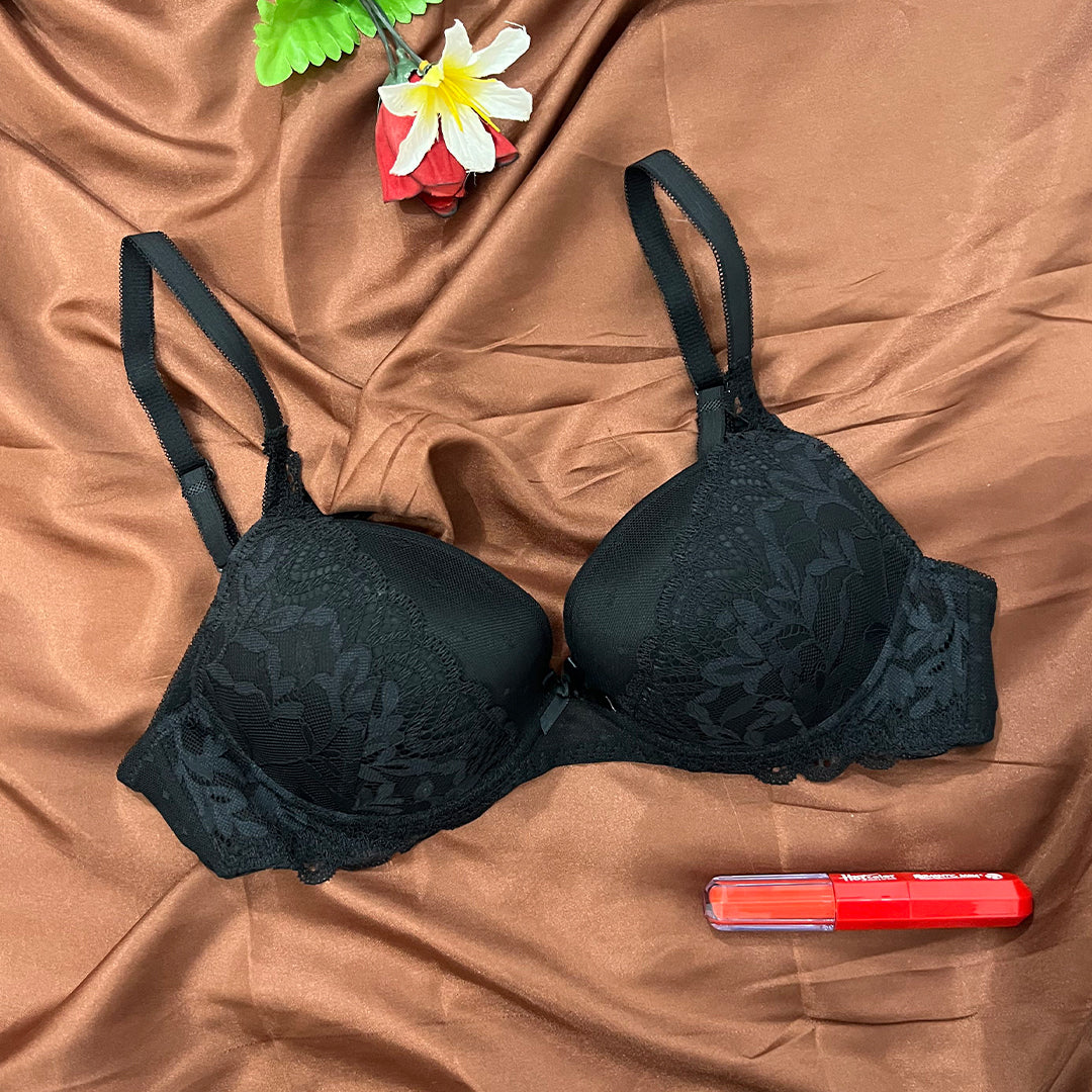 Border Lace Wired Pushup Bra | C size for Women BR009