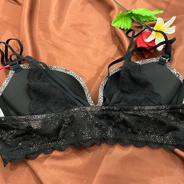 Wild Charm – Leopard Print Lace Bralette with Front Closure