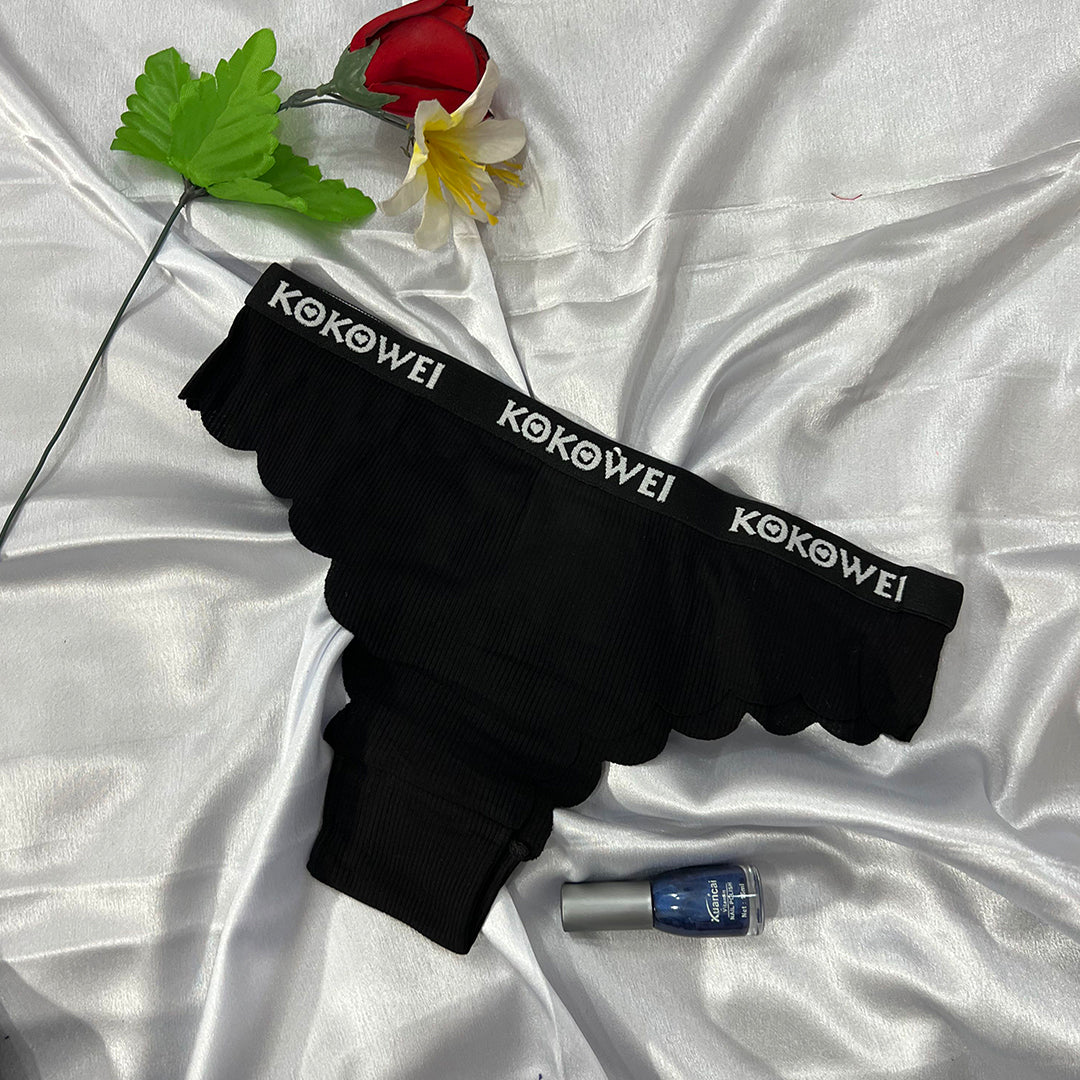 Scallop Edge Ribbed Mid-Rise Panty