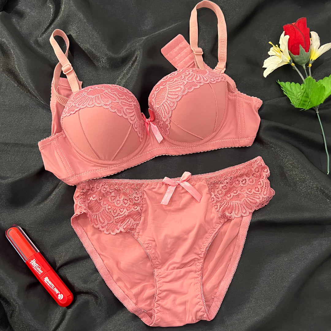Luxury Lace Wired & Padded Bra and Panty Set – Elegant Women’s Lingerie