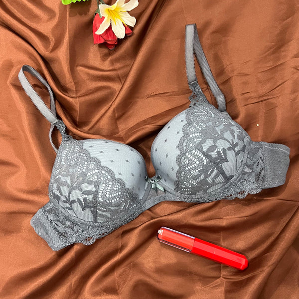 Border Lace Wired Pushup Bra | C size for Women BR009