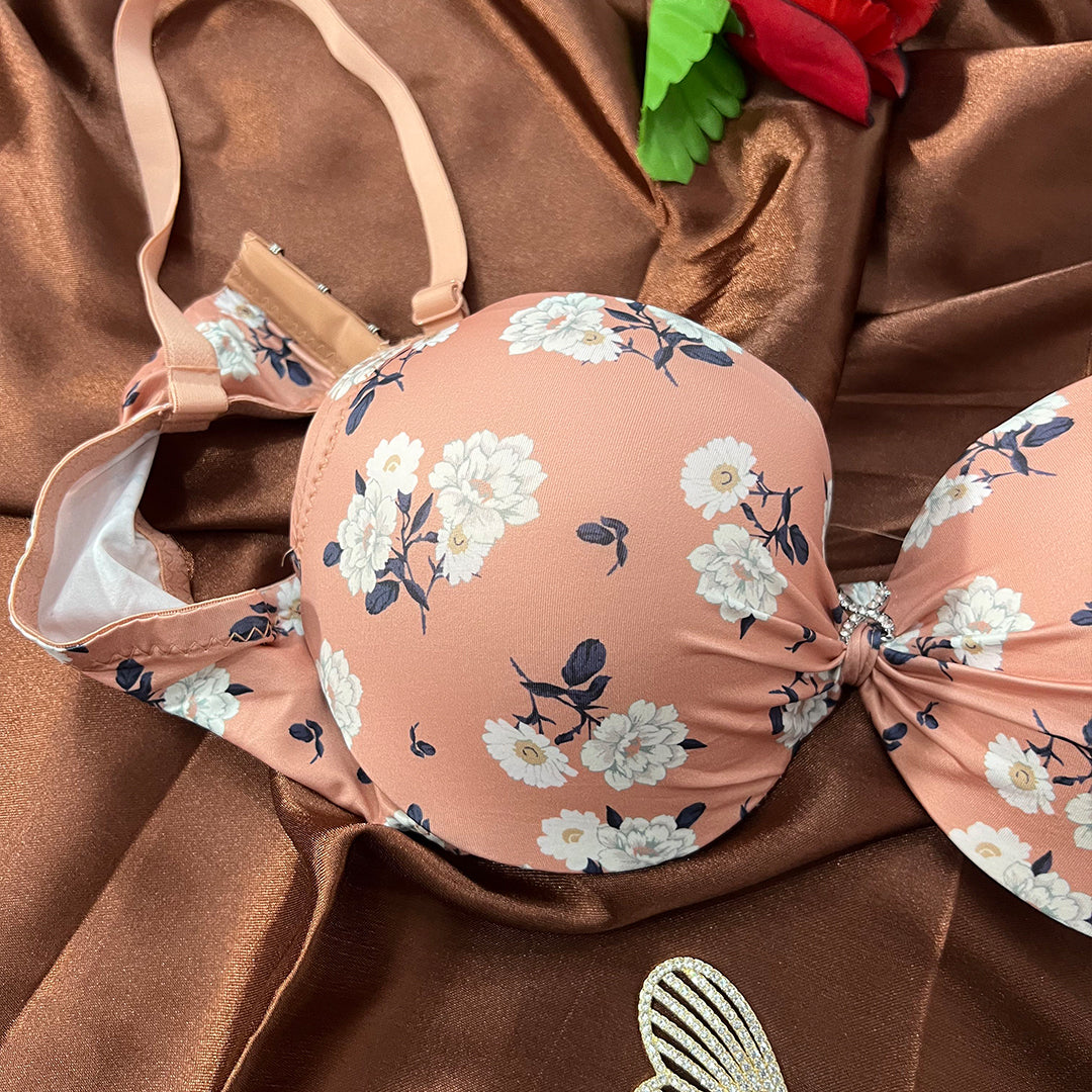 Support with Style – Printed Underwire T-Shirt Bra (Padded)