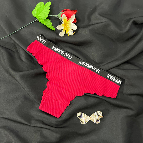 Scallop Edge Ribbed Mid-Rise Panty