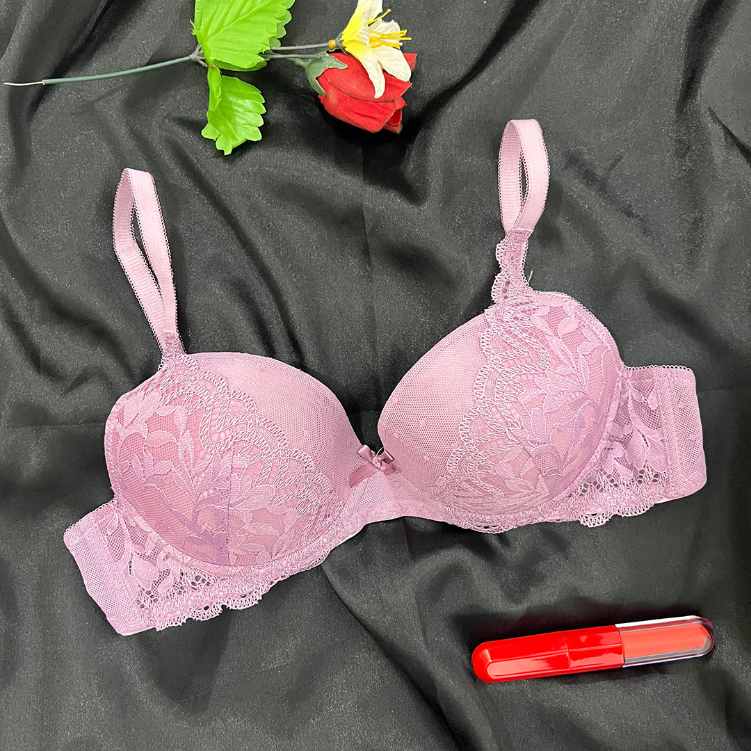 Border Lace Wired Pushup Bra | C size for Women BR009