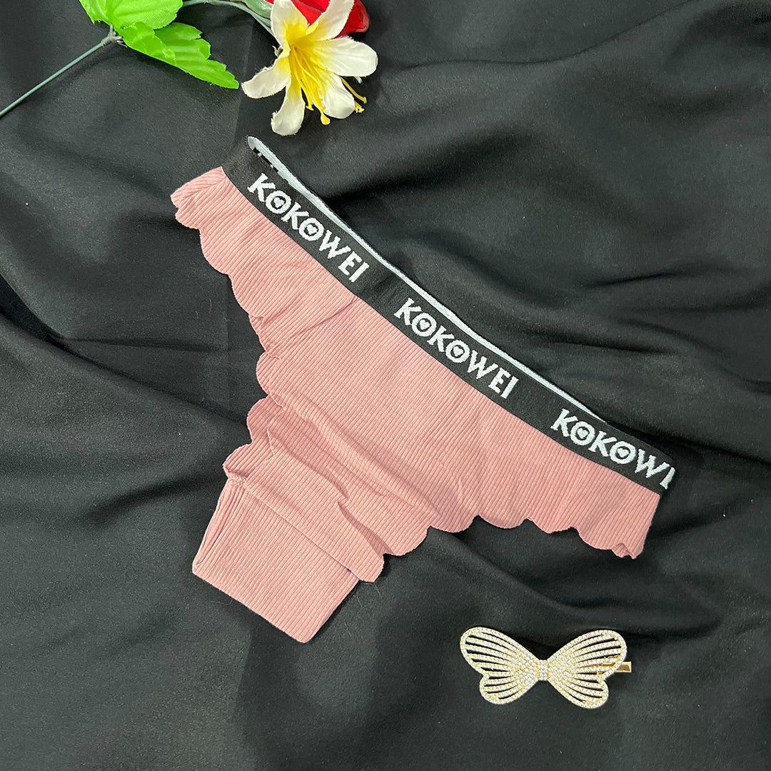 Scallop Edge Ribbed Mid-Rise Panty