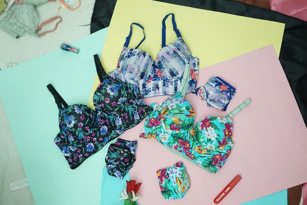 Deep cut padded wired full sides and back coverage push up bra panty set