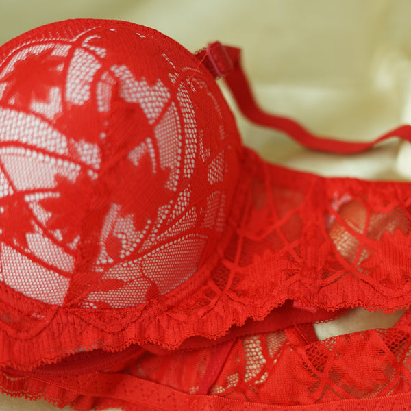 Lace Gathered Half Cup Bra Soft Adjustable Double Foam | Ladies Push-up Bra